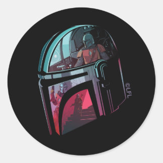 The Mandalorian Helmet Reflections Collage Classic Round Sticker
