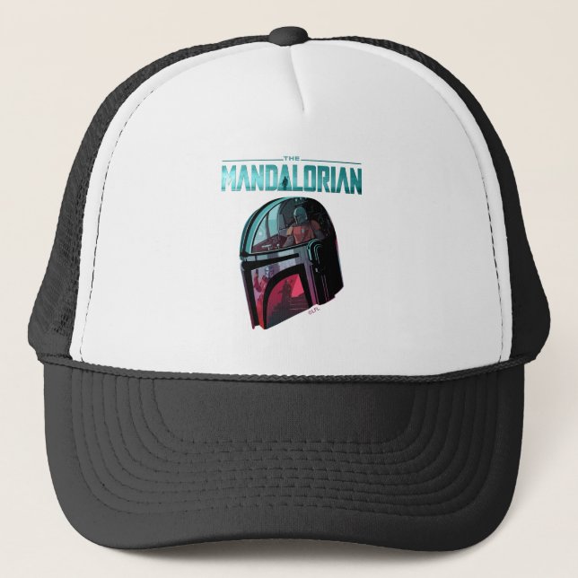 The Mandalorian Helmet Reflections Collage Trucker Hat (Front)