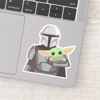 The Mandalorian Holding Child Illustration