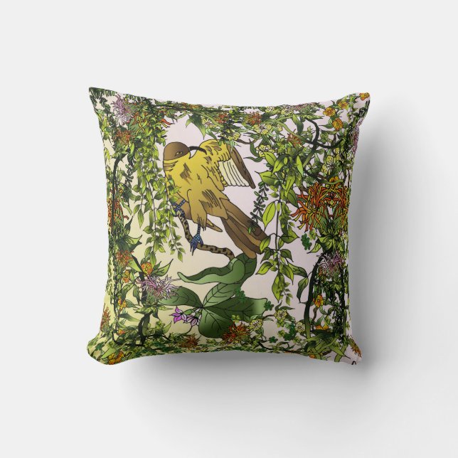 The Mangrove Cuckoo Throw Pillow (Front)