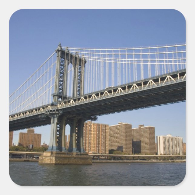 The Manhattan Bridge spanning the East River 2 Square Sticker (Front)
