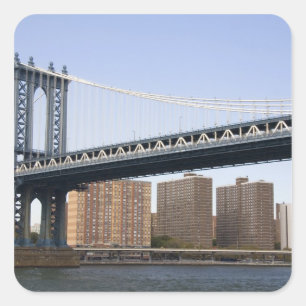 The Manhattan Bridge spanning the East River Square Sticker