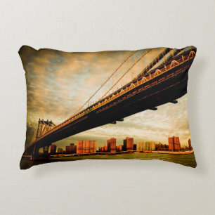 The Manhattan bridge view from Brooklyn side (NYC) Accent Pillow