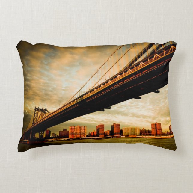 The Manhattan bridge view from Brooklyn side (NYC) Accent Pillow (Front)