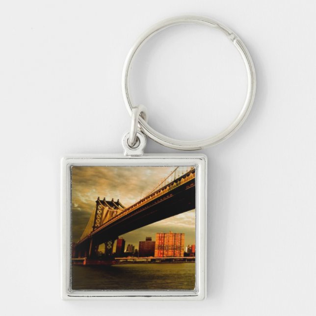 The Manhattan bridge view from Brooklyn side (NYC) Keychain (Front)