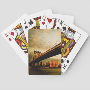 The Manhattan bridge view from Brooklyn side (NYC) Playing Cards