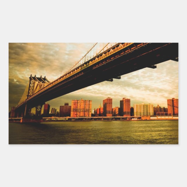 The Manhattan bridge view from Brooklyn side (NYC) Sticker (Front)