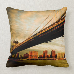 The Manhattan bridge view from Brooklyn side (NYC) Throw Pillow