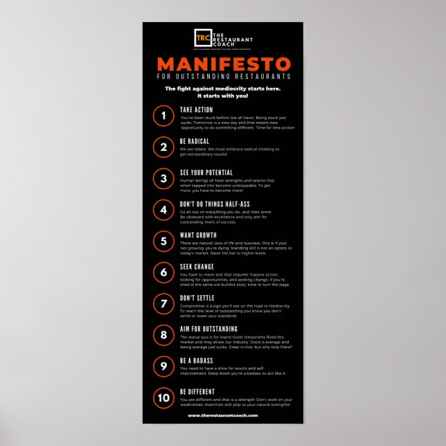 The Manifesto for Outstanding Restaurants 2.0 Poster (Front)