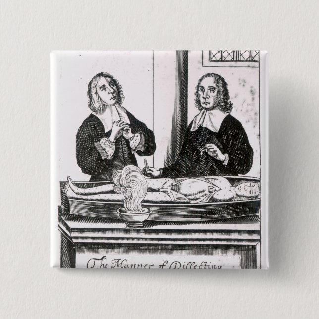 The Manner of Dissecting the Pestilential Body 2 Inch Square Button (Front)