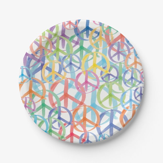 The Many Colours of Peace Signs Paper Plate (Front)