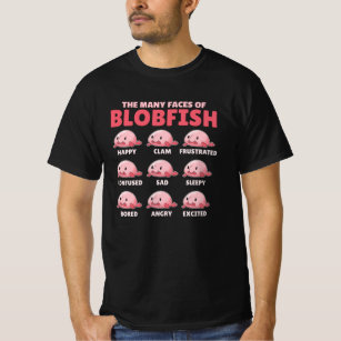 The Many Faces Of Blobfish Funny Emotion Types T-Shirt