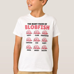 The Many Faces Of Blobfish Funny Emotion Types T-Shirt