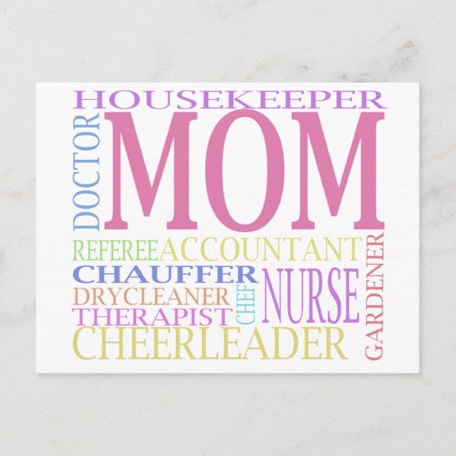 The Many Faces of Mom Postcard (Front)