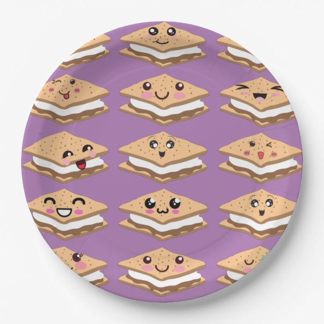 The many faces of s'mores paper plate (Front)
