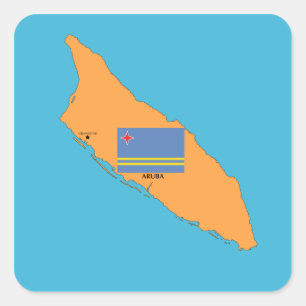 The Map and Flag of Aruba Square Sticker