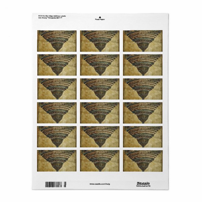 The Map of Hell, Abyss of Hell - Sandro Botticelli Label (Full Sheet)