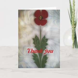 The marbling of art poppy thank you Card