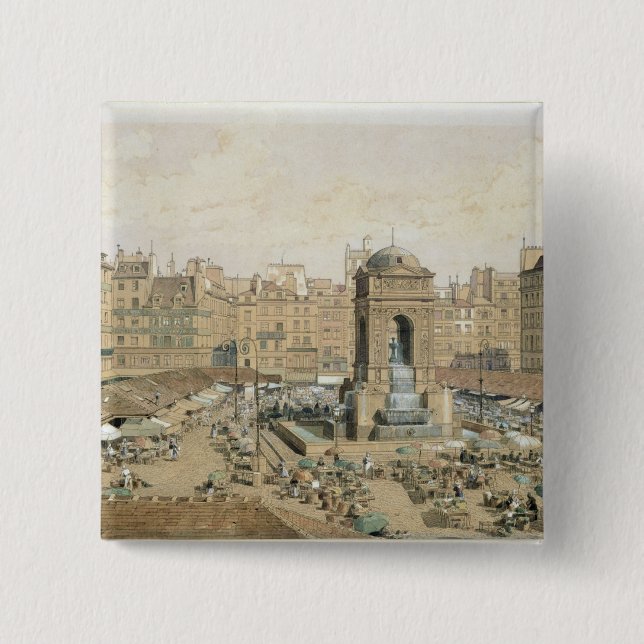 The Marche aux Innocents 2 Inch Square Button (Front)