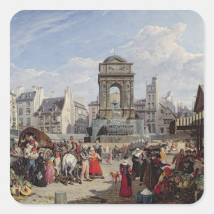 The Market and Fountain of the Innocents Square Sticker