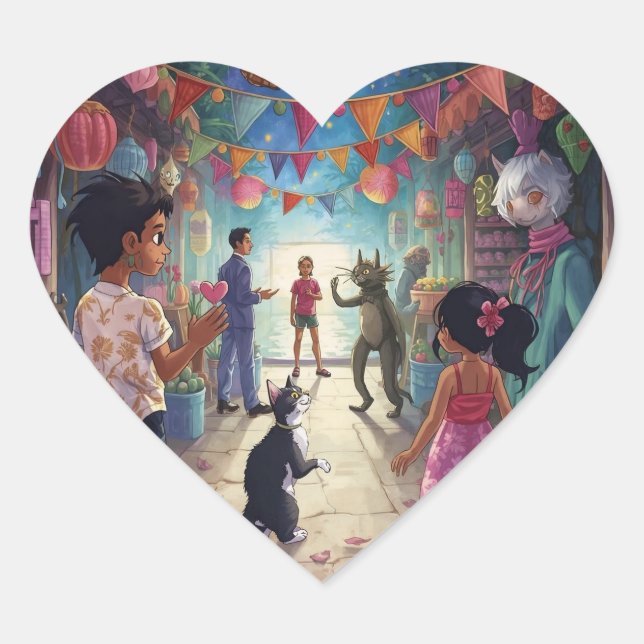 The Market Between Worlds Heart Sticker (Front)