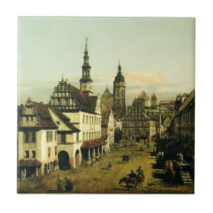 The Marketplace at Pirna by Bernardo Bellotto Tile