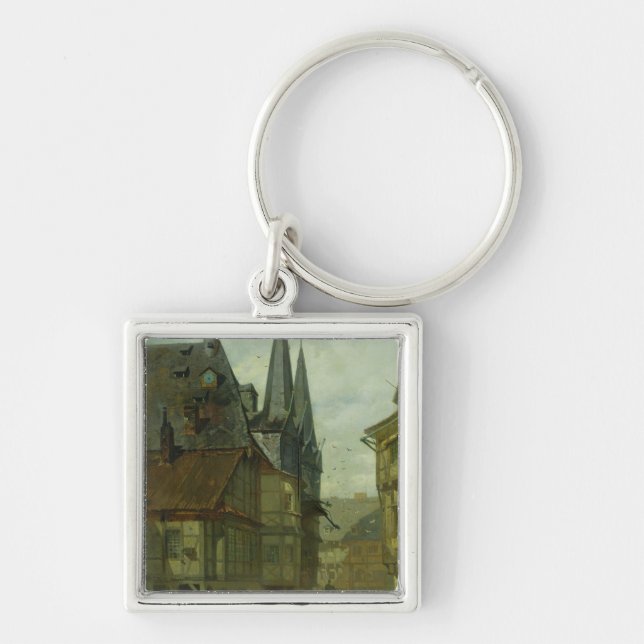 The Marketplace in Wernigerode, 1861 Keychain (Front)