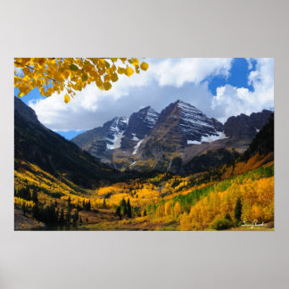 The Maroon Bells in Autumn Gold Poster