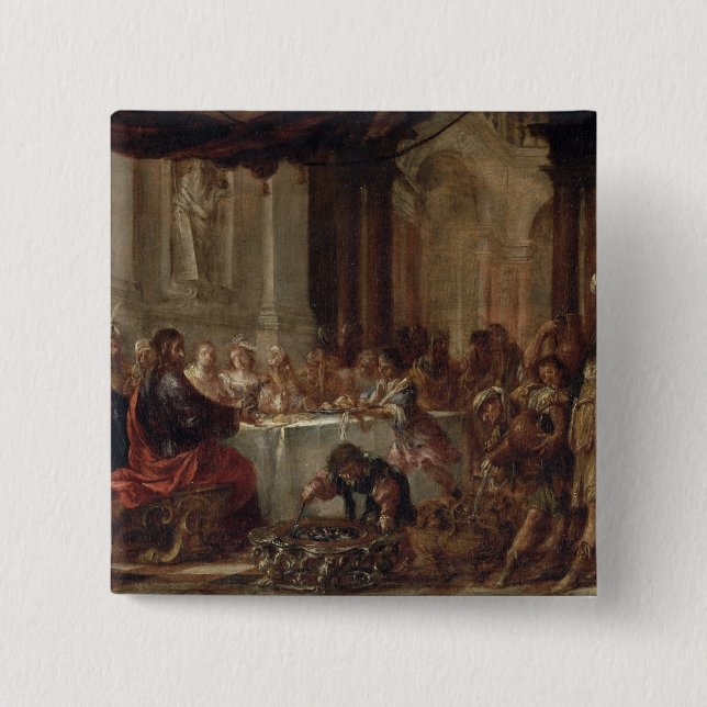 The Marriage at Cana, 1660 2 Inch Square Button (Front)