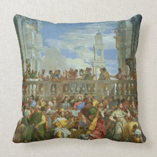 The Marriage Feast at Cana, c.1562 (oil on canvas) Throw Pillow