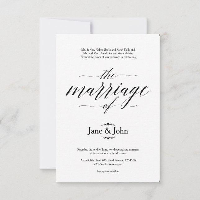 The Marriage of Basic Wedding Invitation (Front)