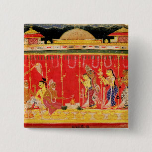 The Marriage of Krishna's Parents, from a disperse 2 Inch Square Button