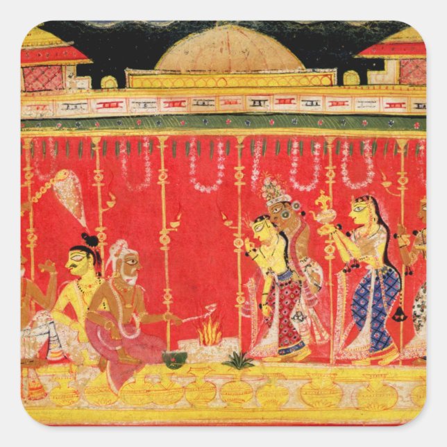 The Marriage of Krishna's Parents, from a disperse Square Sticker (Front)