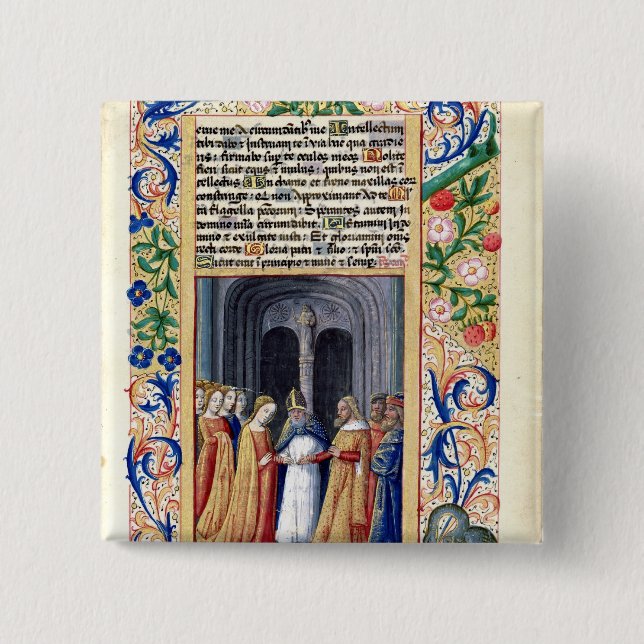 The marriage of Michal to David 2 Inch Square Button (Front)