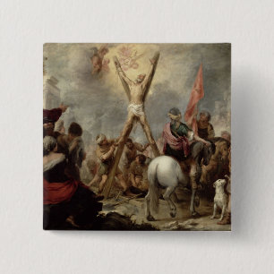 The Martyrdom of St. Andrew, 1675-82 (oil on canva 2 Inch Square Button