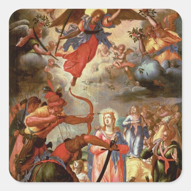 The Martyrdom of St. Ursula, early 17th century Square Sticker (Front)