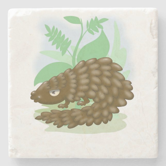 The Marvellous Little Pangolin Stone Coaster (Front)