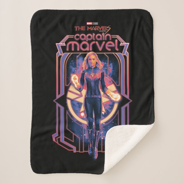 The Marvels Captain Marvel Character Graphic Sherpa Blanket (Front)