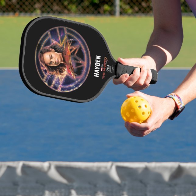The Marvels Captain Marvel Circle Badge Pickleball Paddle (Insitu)