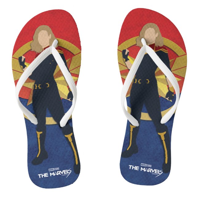 The Marvels Captain Marvel Cutout Graphic Flip Flops (Footbed)