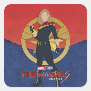 The Marvels Captain Marvel Cutout Graphic Square Sticker