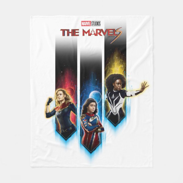 The Marvels Character Panels Graphic Fleece Blanket (Front)