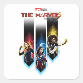 The Marvels Character Panels Graphic Square Sticker