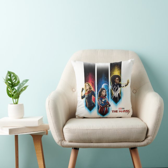 The Marvels Character Panels Graphic Throw Pillow (Chair)