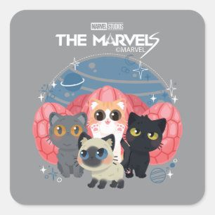 The Marvels Flerkittens Illustration Square Sticker