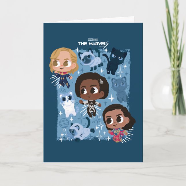 The Marvels Flying With Flerkittens Cartoon Card (Front)
