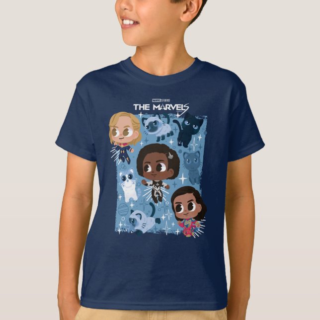 The Marvels Flying With Flerkittens Cartoon T-Shirt (Front)