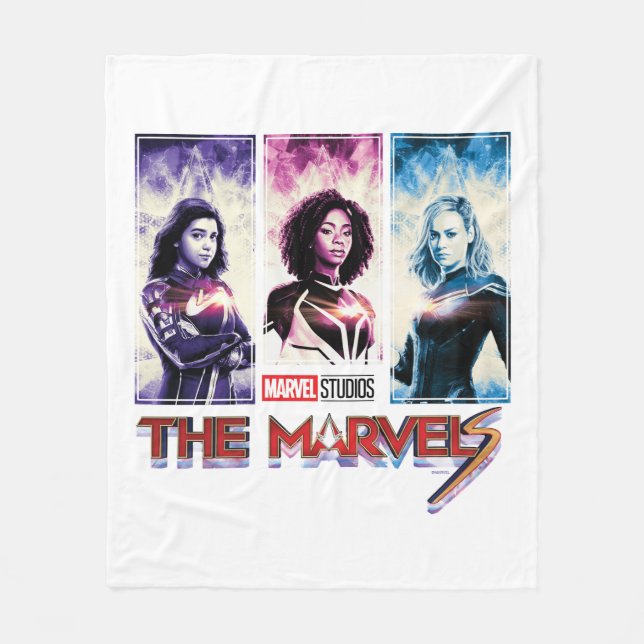 The Marvels Tri-Colour Panel Logo Badge Fleece Blanket (Front)