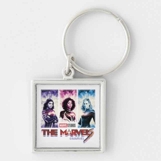 The Marvels Tri-Colour Panel Logo Badge Keychain (Front)