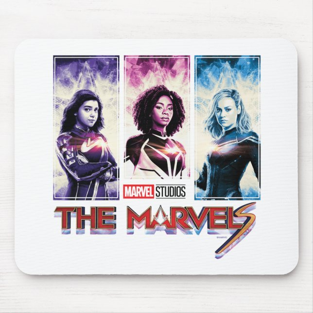 The Marvels Tri-Colour Panel Logo Badge Mouse Pad (Front)